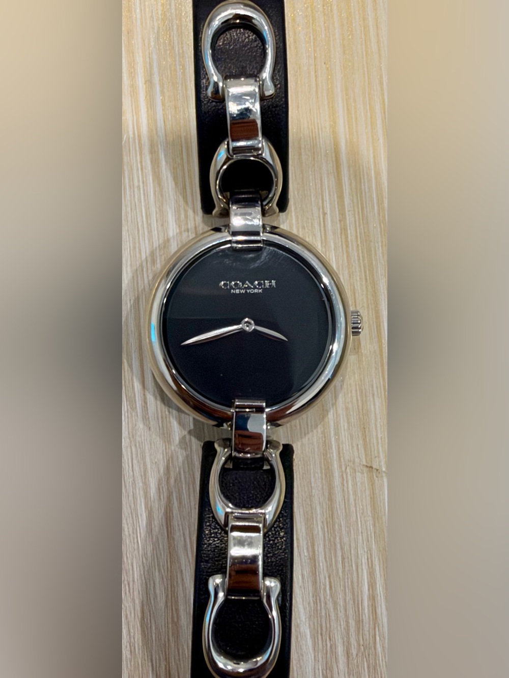 Coach Women's Black Dial Watch with Silver Accents